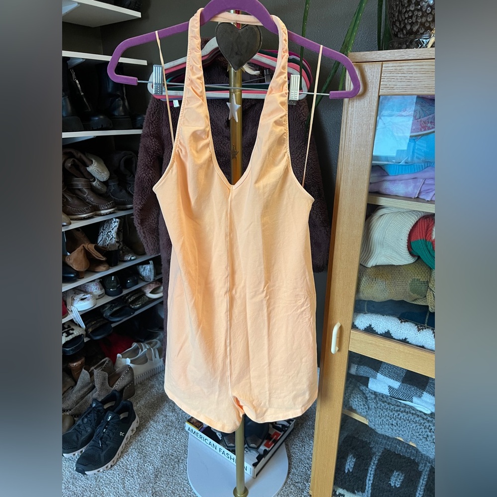 Free People Movement - Orange light Peach Hot Shot Halter Romper